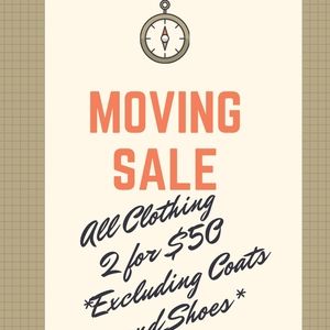Moving Sale 2 for $50 Clothing